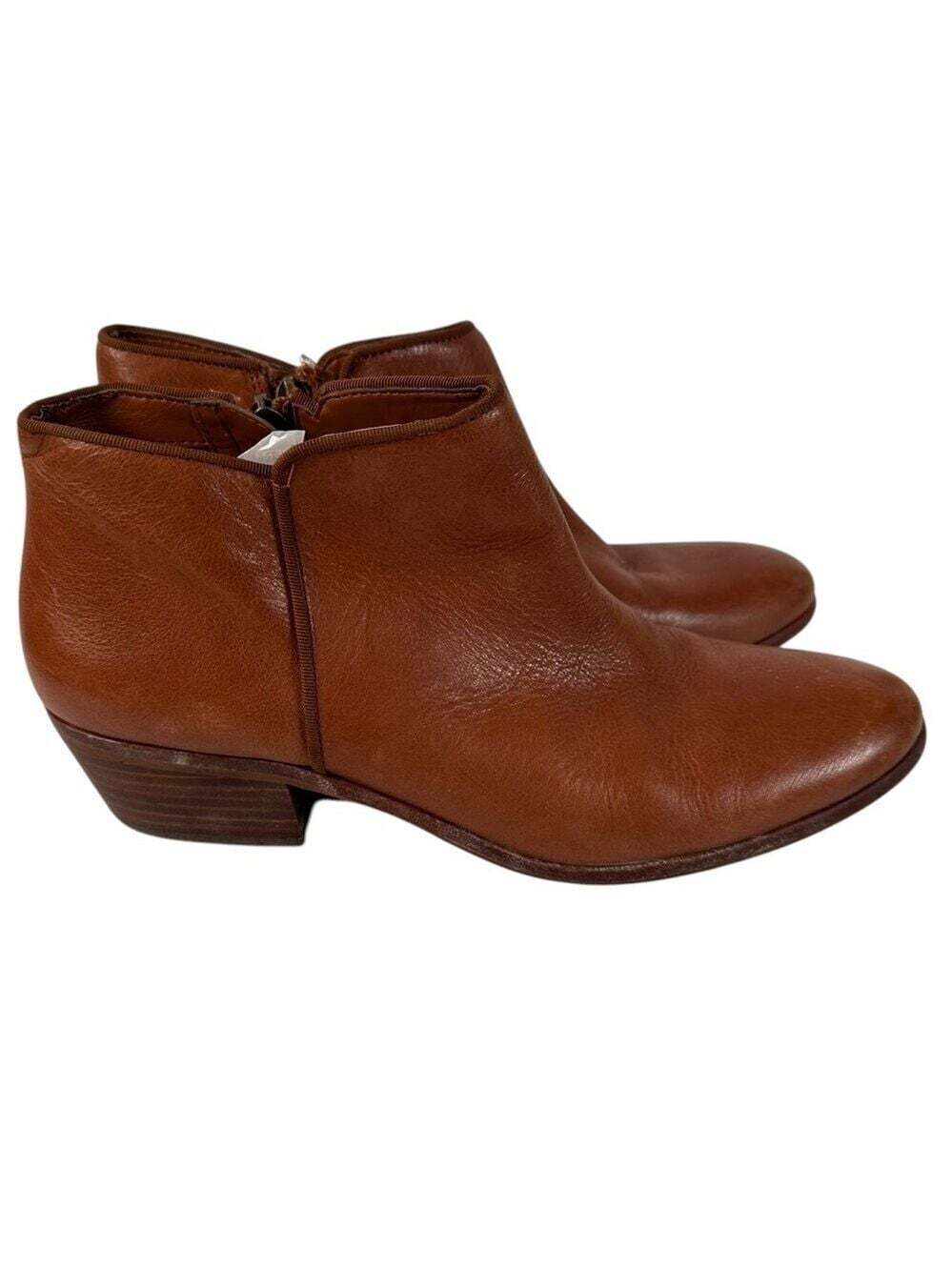Sam Edelman Petty Leather Ankle Boots Women’s 9.5 Tan Low Heel Booties Classic